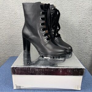 Matiko Shoes Emma Womens EUR 36 US 6 Black Lace Up Heeled Leather Boot NWT